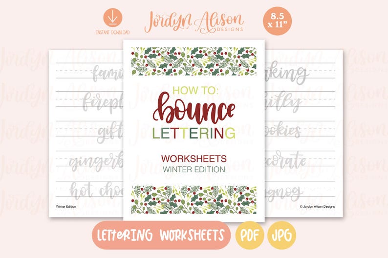 Bounce Lettering Worksheets, Winter Edition, Lettering Worksheets ...