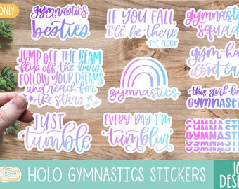Gymnastics Printable Stickers, Gymnastics Png Stickers, Print then Cut Stickers, Cricut Stickers, Gymnast Sticker Pack
