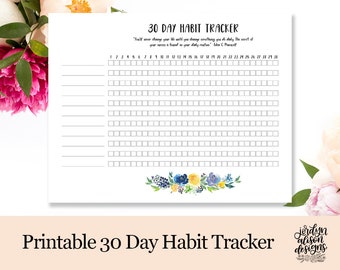 Printable 30 Day Habit Tracker, Instant Download, New Year's Resolutions, Planner Addict, Habit Tracker