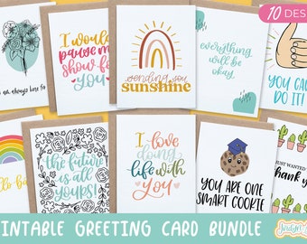 Printable Everyday Card Bundle, Printable Greeting Card, Printable Encouragement Card, Printable Birthday Card, Print at Home Cards