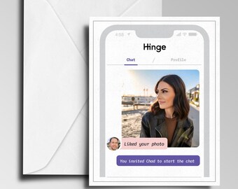 Personalized SMALL 'Hinge' Style Valentines Day, Anniversary, Wedding Greeting Card 4.25"x 5.5" with envelope