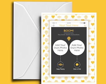 Personalized SMALL 'Connected' Style Valentines Day, Anniversary, Wedding Greeting Card