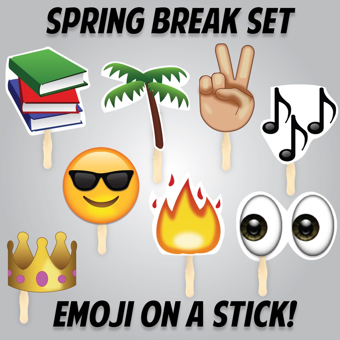 Emoji on a Stick Spring Break Set Party Photobooth Prop Etsy
