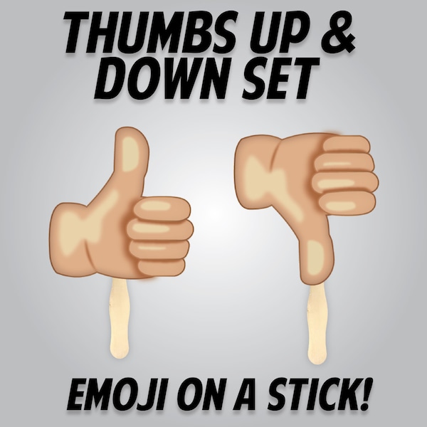 Emoji on a Stick - Thumbs Up & Down Set Photobooth Prop - Large 2 Piece Set (Approx. 8 inch) - Pre-Assembled NO GLUING NECESSARY