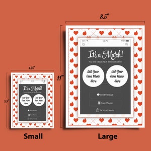Personalized SMALL 'It's a Match!' Style Valentines Day, Anniversary, Wedding Greeting Card