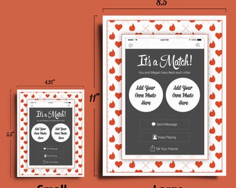 Personalized SMALL 'It's a Match!' Style Valentines Day, Anniversary, Wedding Greeting Card