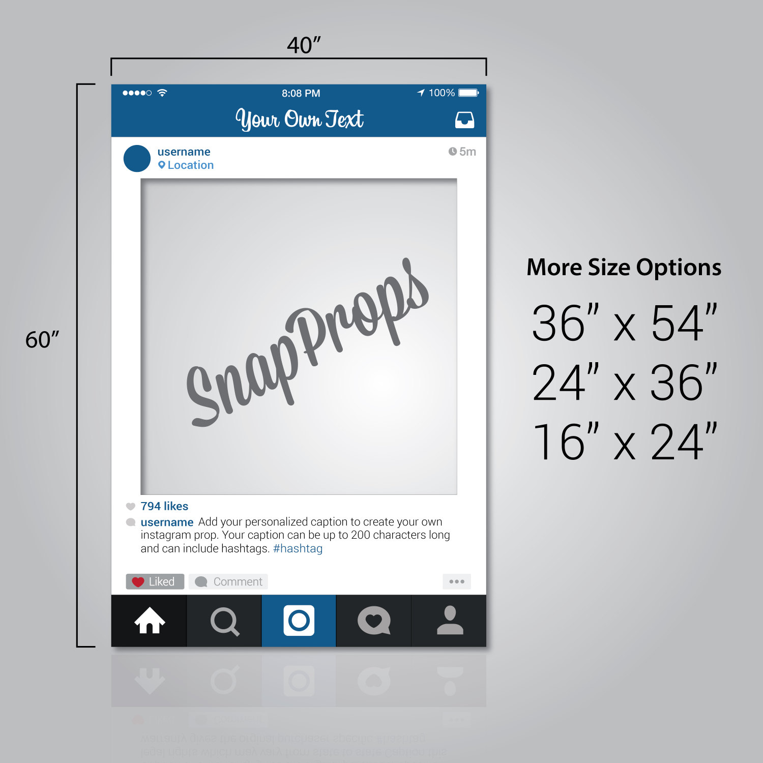 Personalised Instagram Selfie frame custom design hand-held frame.