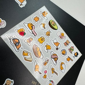TINY MINI Gudatama Egg Cutie Water Proof Sticker Sheet Kawaii multi-purpose (laptop, journal, planner, water bottles)