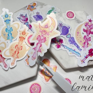 Magical Girl Matte Finish Wand Die-Cut Water Proof Sticker Kawaii  multi-purpose (laptop, journal, planner, water bottles)