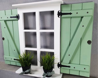 Fenster Fensterladen Deko Holzfenster Landhaus Vintage Green