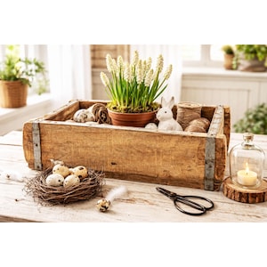 Antike Ziegelform aus Holz – Vintage Holzkasten | Shabby Chic Deko | Rustic Landhaus Aufbewahrung