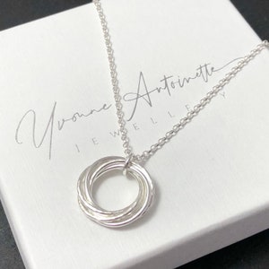 60th birthday gift, sterling silver 6 linked ring necklace, 6 year anniversary gift, gift for mum, gift for friend