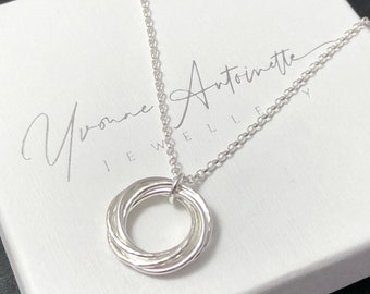 60th Birthday Gift, Sterling Silver Linked Ring Necklace, Year