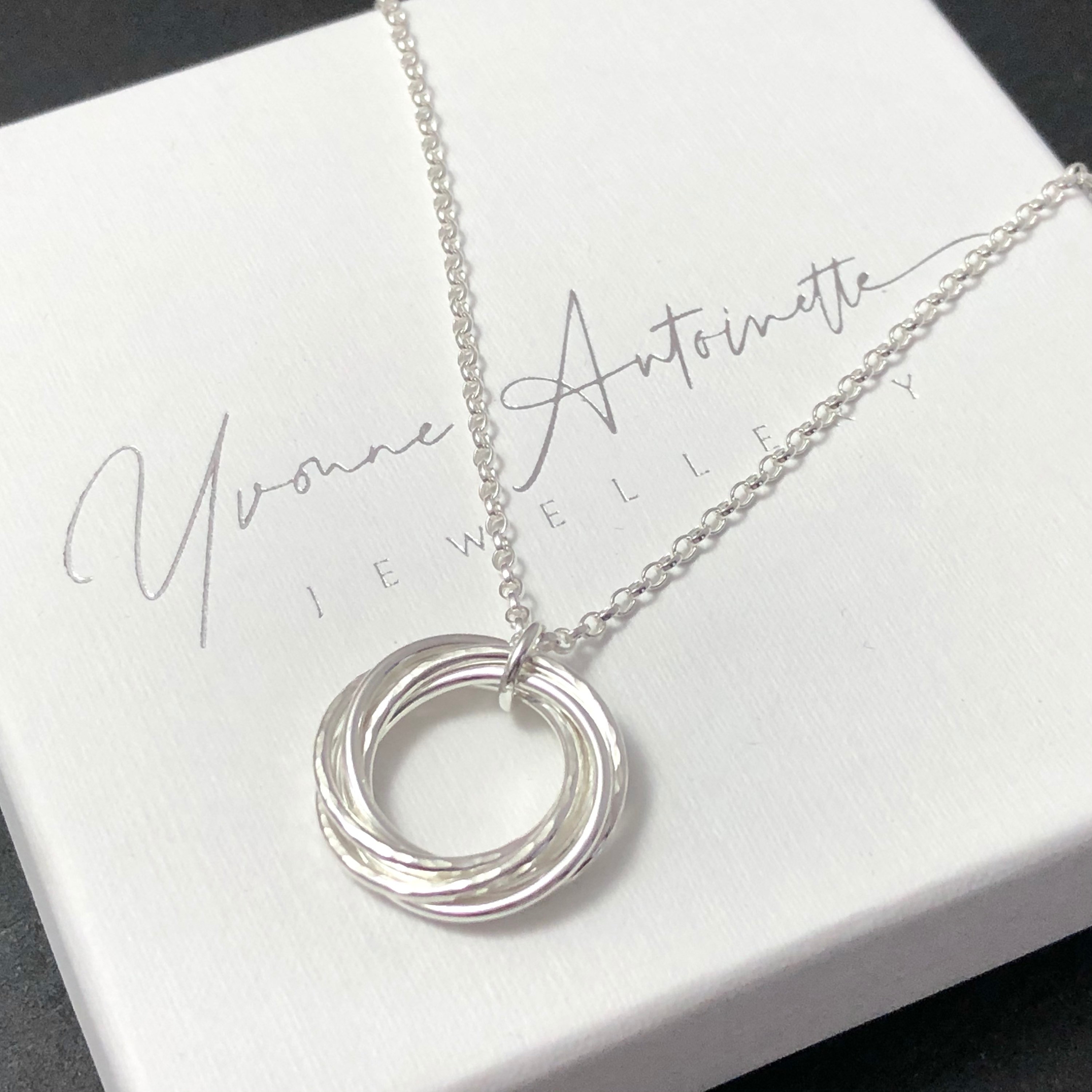 TATIANA☆(silver925) bliss initial glow ring necklace 60th Birthday Gift, Sterling Silver 6 Linked Ring Necklace