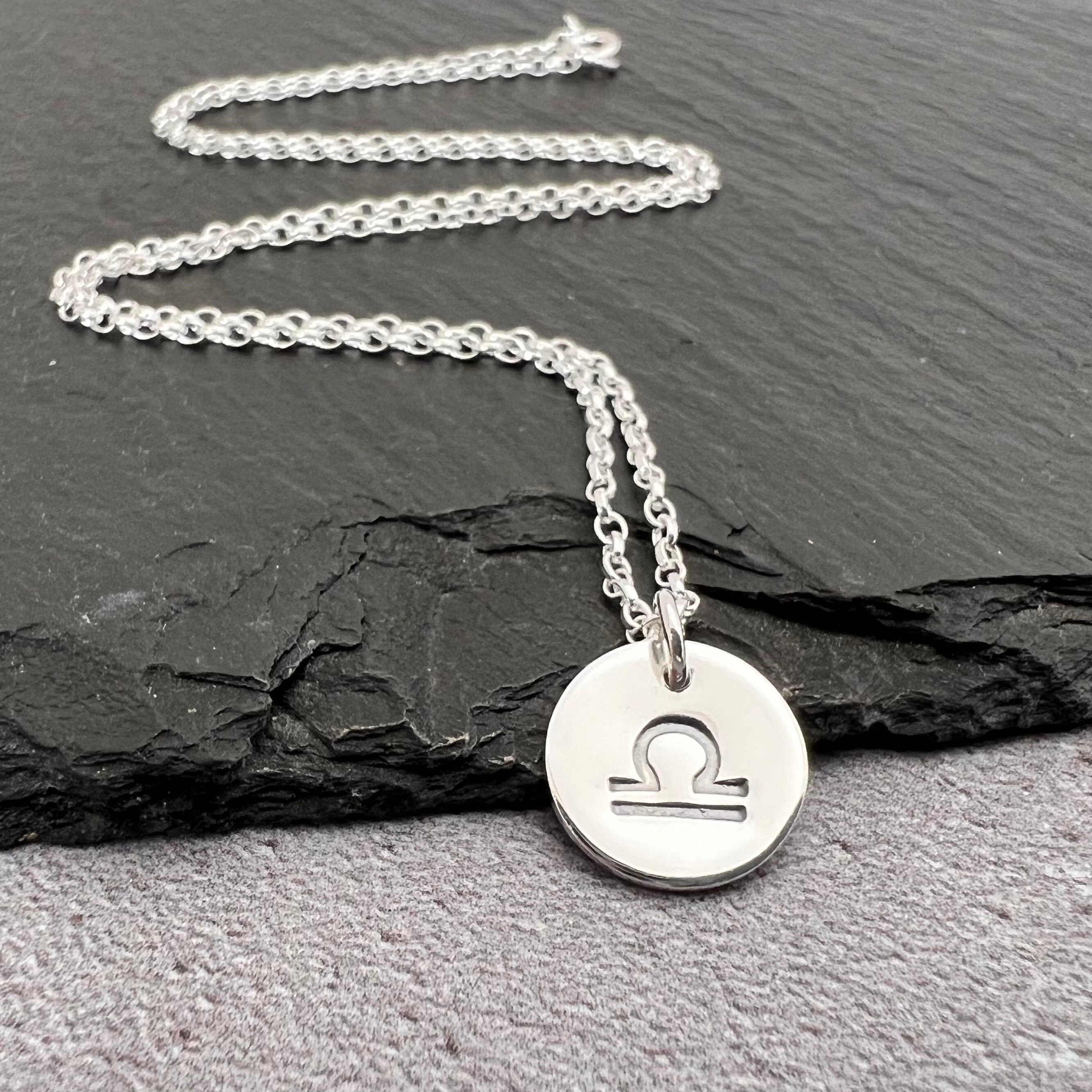 Sterling Silver Libra Zodiac Necklace, Libra Star Sign