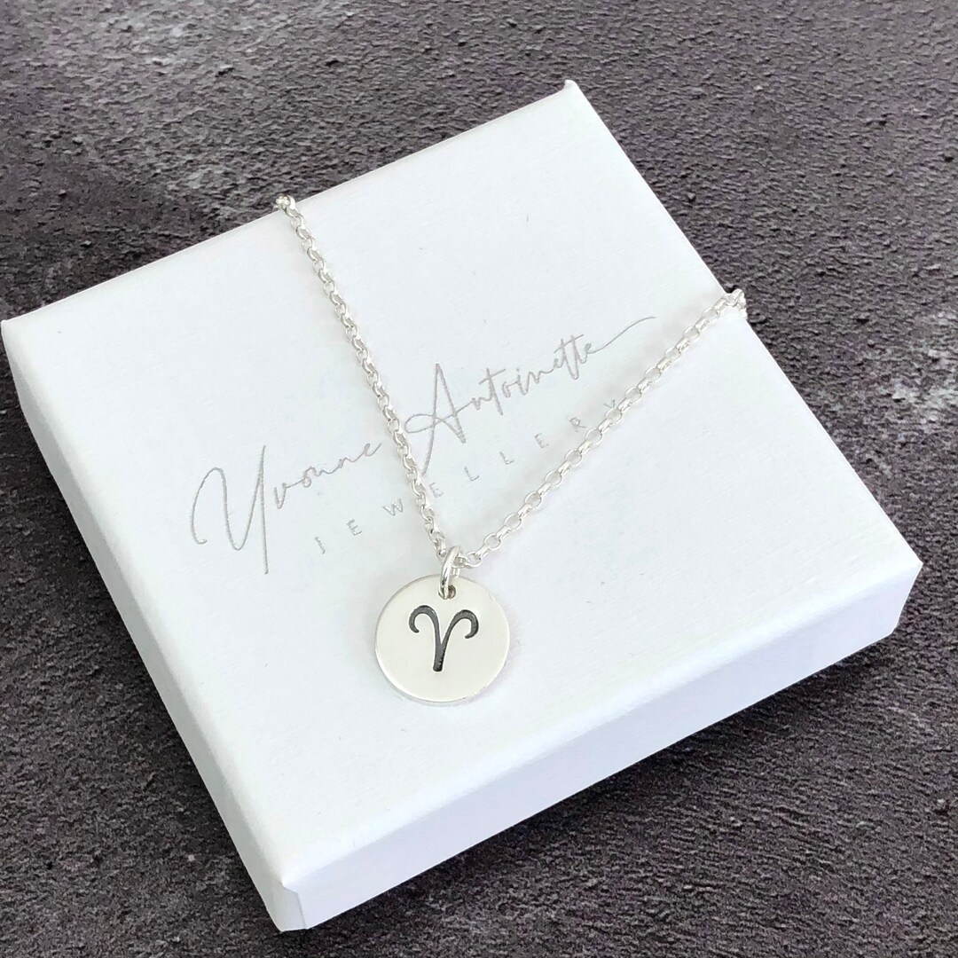 Sterling Silver Aries Zodiac Sign Necklace, Aries Star Sign Pendant ...
