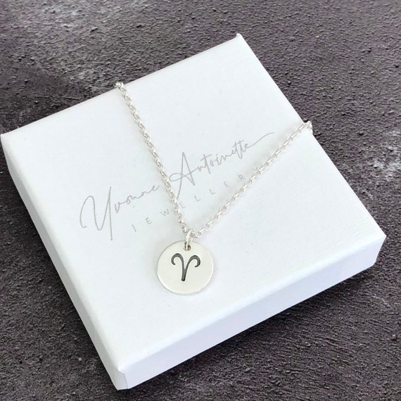 Aries Zodiac Symbol Necklace Sterling Silver Aries Star Sign - Etsy
