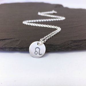 Sterling silver Leo zodiac star sign necklace, hand stamped Leo charm pendant, Christmas gift for teenager, August birthday gift