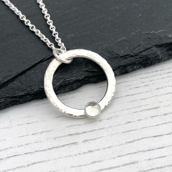 April Birthstone Pendant, Clear Quartz and Sterling Silver