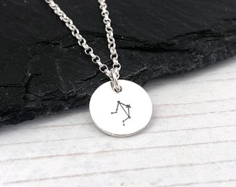 Sterling silver Libra constellation necklace, star sign necklace, Zodiac pendant, Christmas gift for daughter, astronomy gift, geek gift