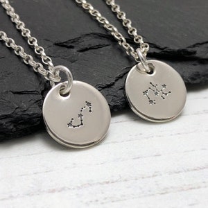 Zodiac constellation necklace, sterling silver star sign necklace, celestial pendant, gift for daughter, Scorpio constellation necklace