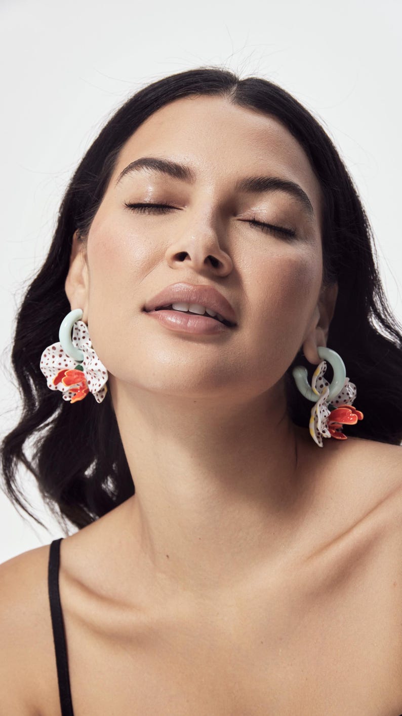 Kongo orkidéer örhängen - Stora orkidéer örhängen - 3D orkidéer örhängen bild 9