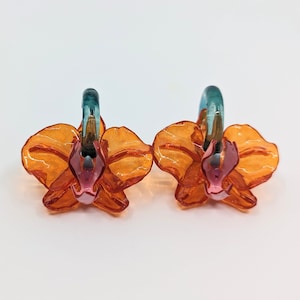 Oranges orchid earrings-3D orchid earrings