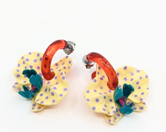 fire orchid earrings - 3D orchids earrings