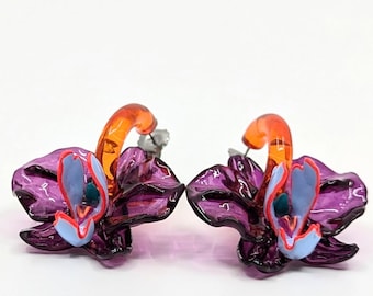 Purple haze orchid earrings-3D orchid earrings