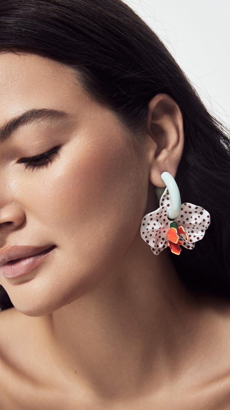 Kongo orkidéer örhängen - Stora orkidéer örhängen - 3D orkidéer örhängen bild 6