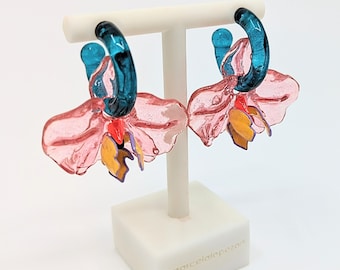 Dancing orchid earrings-3D orchid eaeeings