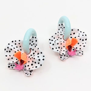 Polka orchid earrings - 3D orchid earrings