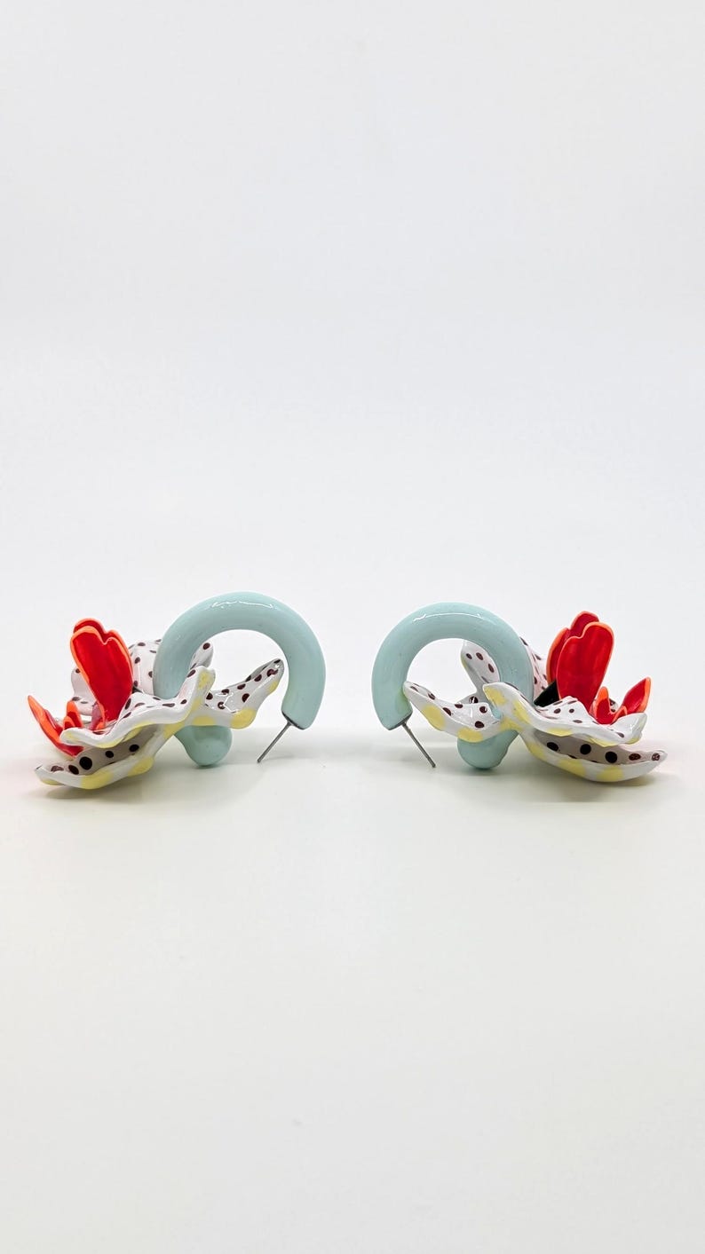 Kongo orkidéer örhängen - Stora orkidéer örhängen - 3D orkidéer örhängen bild 10