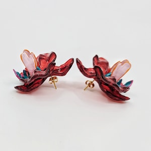 Orchids red earrings- 3D orchids earrings