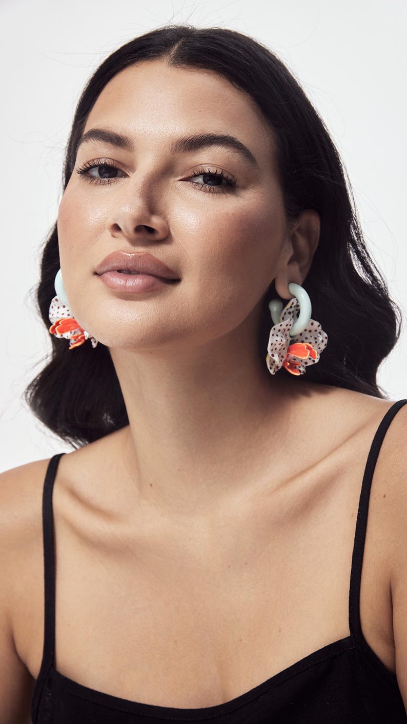 Kongo orkidéer örhängen - Stora orkidéer örhängen - 3D orkidéer örhängen bild 4