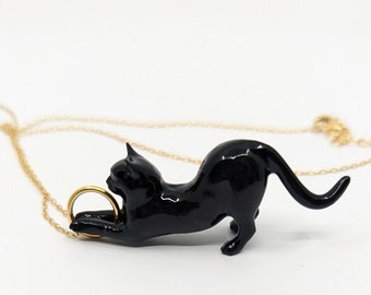 Svart katthalsband - 3D svart katthalsband