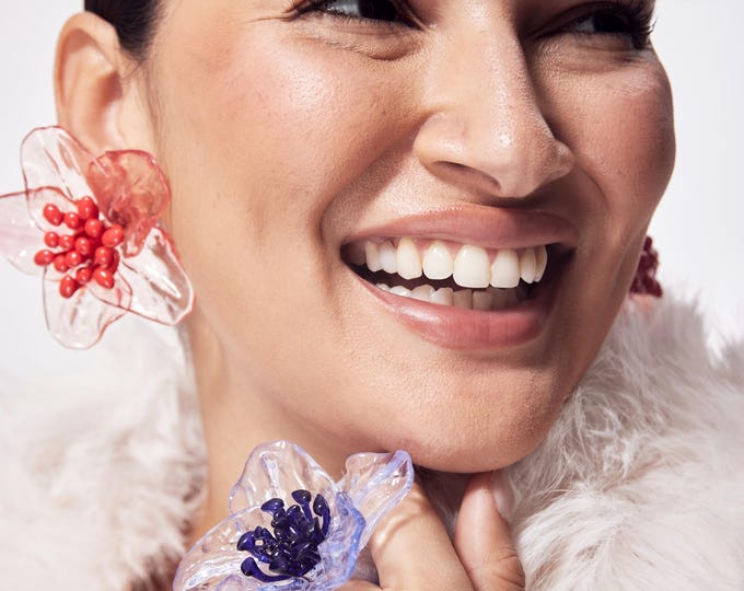 Royal rosé oversized earrings - 3D flower earrings