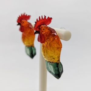 Rooster earrings - 3D earrings