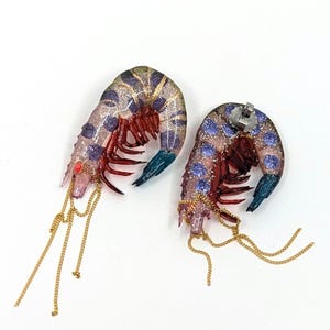 tiger shrimp earrings -3D earrings shrimp
