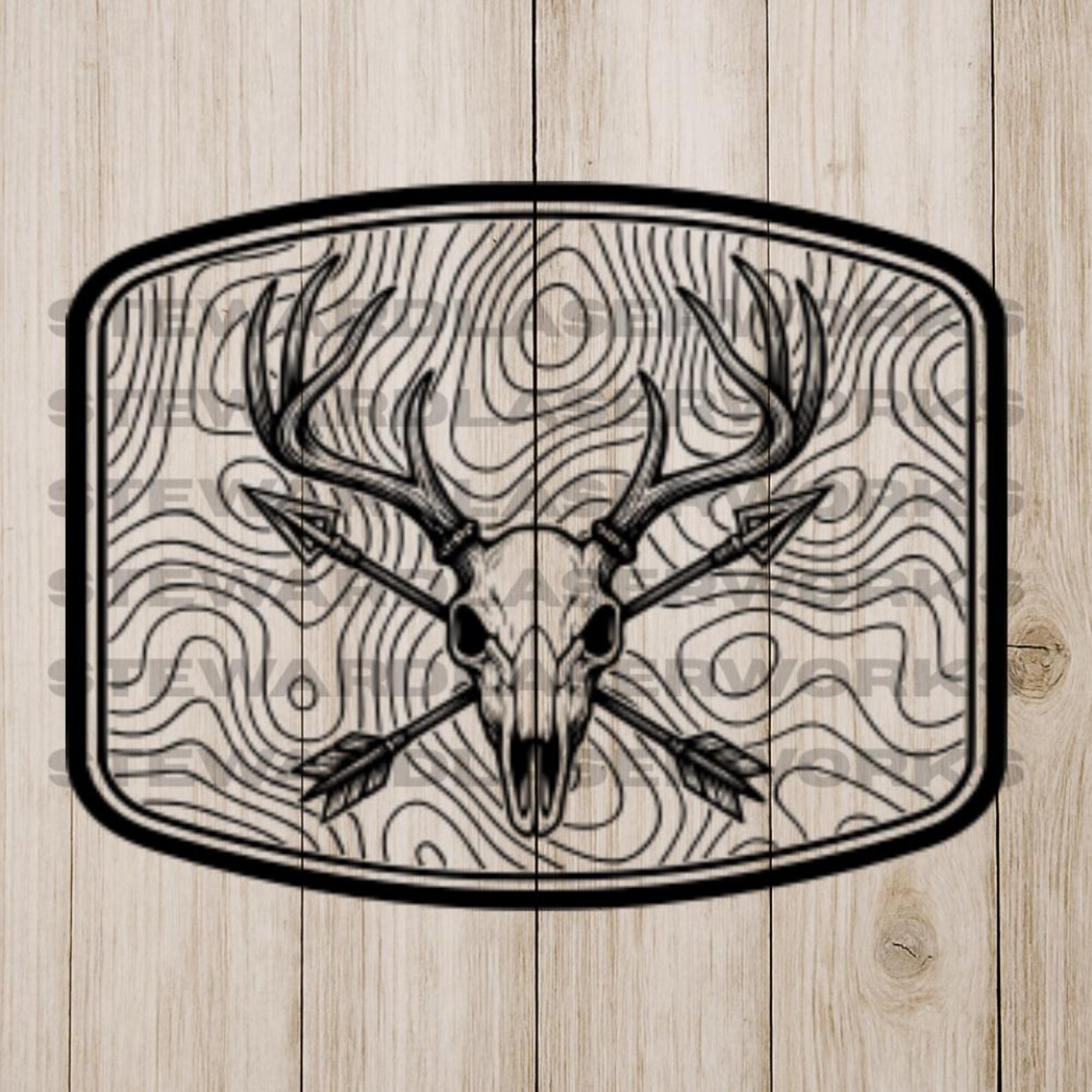 Whitetail Buck Skull Topo Map SVG Digital File Hat Patch Design *not a ...