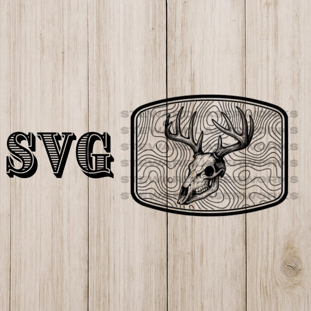 Whitetail Buck Skull Topo Map SVG Digital File Hat Patch Design *not a ...