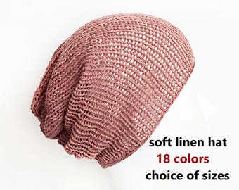 Linen beanie summer beanie slouch beanie for women lightweight beanie summer women hat