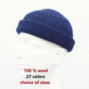 Handmade fisherman docker beanie made from 100% wool, stylish and warm, available in a variety of colors and sizes