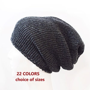 May include: A gray slouchy beanie hat made of knitted fabric. 22 COLORS choice of sizes.
