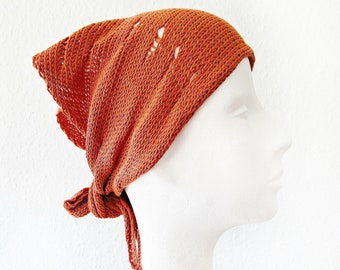 Bandana orange,Orange bandana headband knit head wrap hair cover hair wrap wide headband  knit head kerchief cotton head scarf