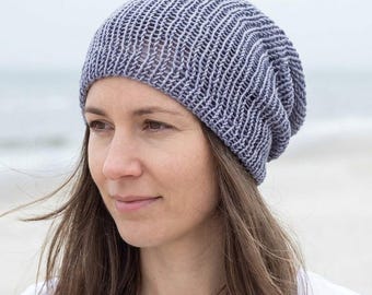 Women's Slouchy Cotton Beanie, Lightweight Summer Knit Hat, Thin Loose Fit Beanie