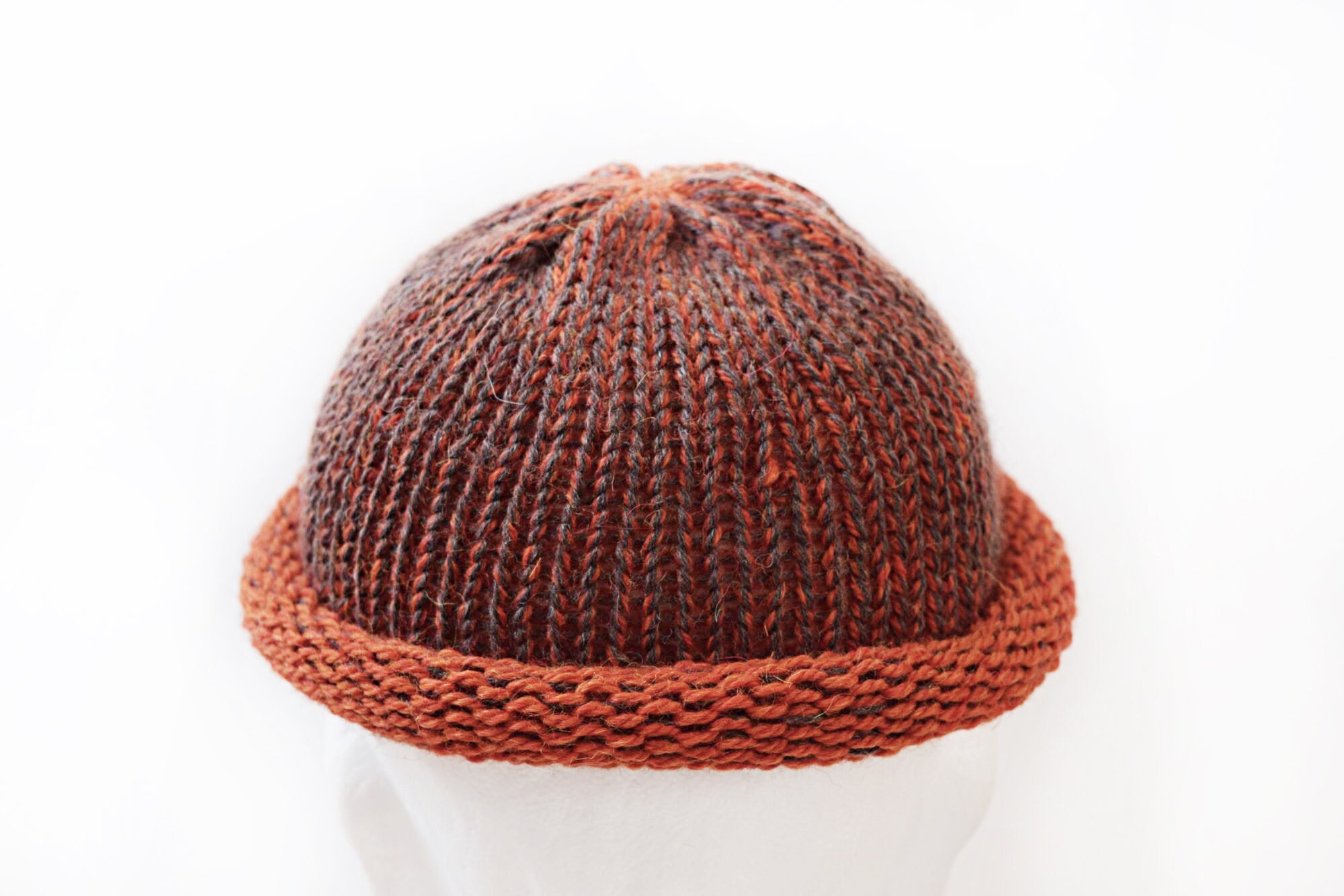 Roll up Beanie Knitted Wool Hat With Rolled Brim Roll Brim