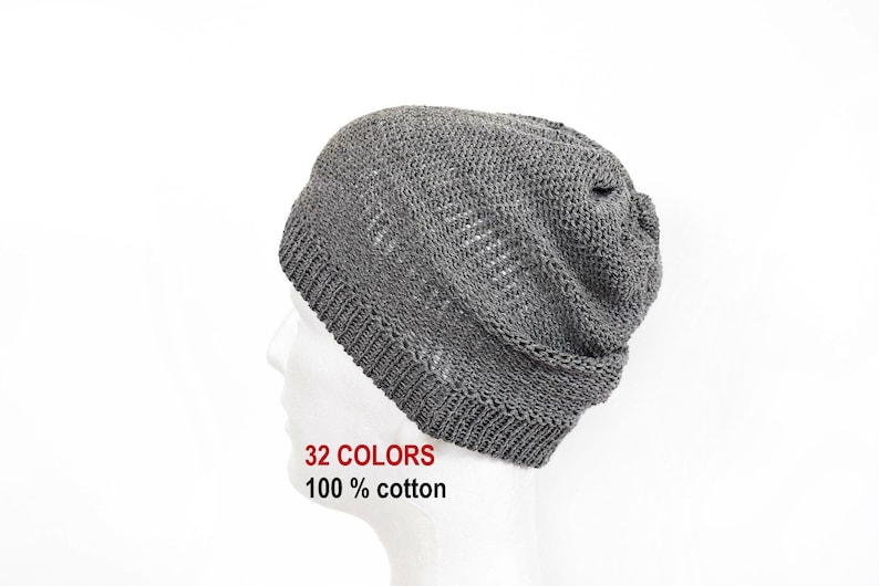 Light summer knit beanie for men, breathable cotton lightweight beanie