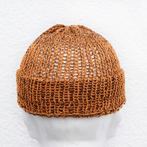Orange brown Fisherman Beanie in cotton and linen, breathable, soft, perfect for summer wear