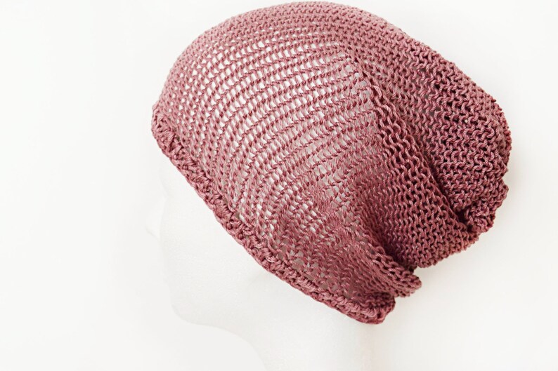 Beanies summer female,cooling hat,thin beanie,womens summer beanie,cotton slouch beanie,curly hair beanie rosewood